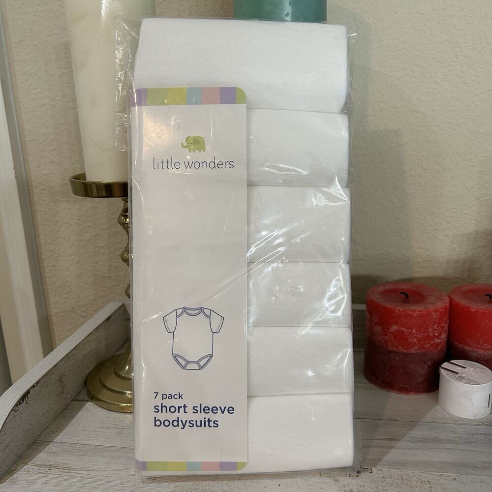 6 Pack Baby Short Sleeves Onesis Size 3-6 Months 100% Cotton Little Wonders